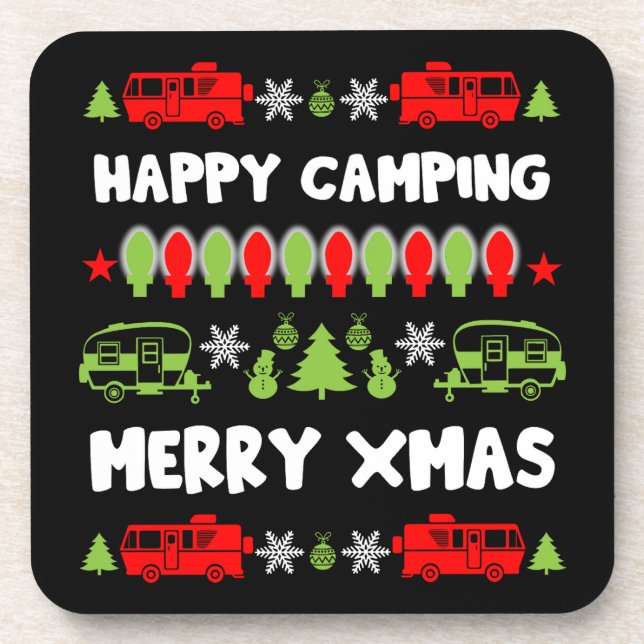 Happy Caravan Weihnachtszeit Getränkeuntersetzer (Vorderseite)