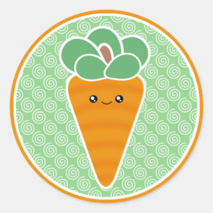 Happy Carrot Kawaii Runder Aufkleber
