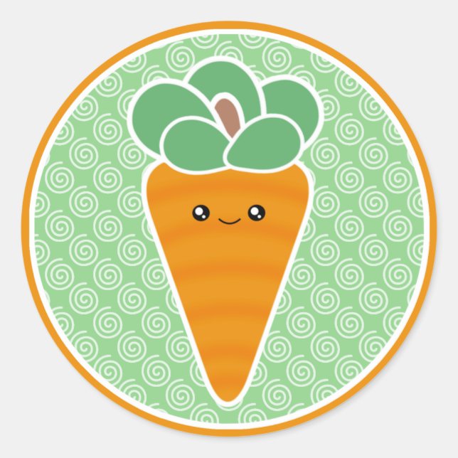 Happy Carrot Kawaii Runder Aufkleber (Vorderseite)