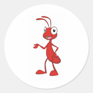 Happy Cartoon Ant Runder Aufkleber