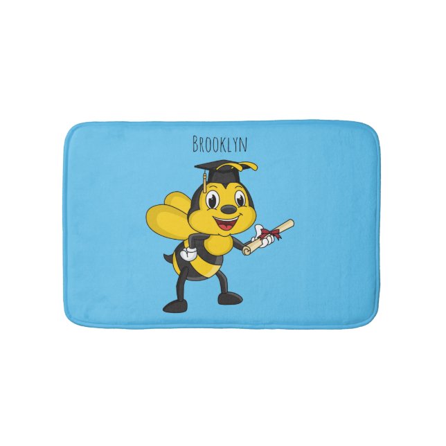 Happy Cartoon bee Abschluss Badematte (Vorderseite)