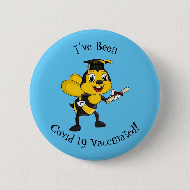 Happy Cartoon bee Abschluss Button (Vorderseite)