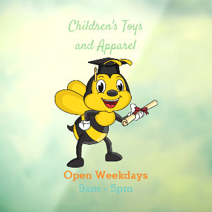 Happy Cartoon bee Abschluss Fensteraufkleber