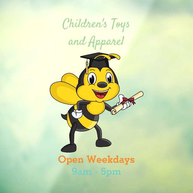 Happy Cartoon bee Abschluss Fensteraufkleber (Blatt 3)