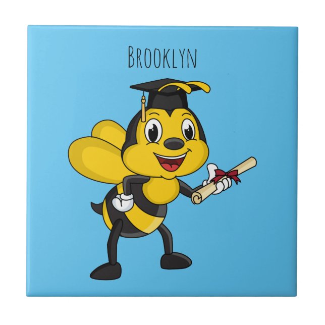 Happy Cartoon bee Abschluss Fliese (Vorderseite)