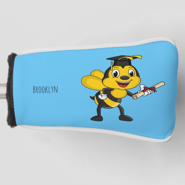 Happy Cartoon bee Abschluss Golf Headcover (Vorderseite)