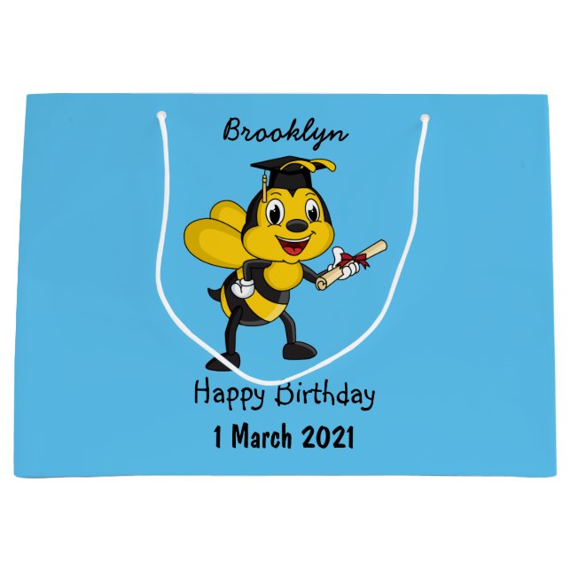 Happy Cartoon bee Abschluss Große Geschenktüte (Vorderseite)
