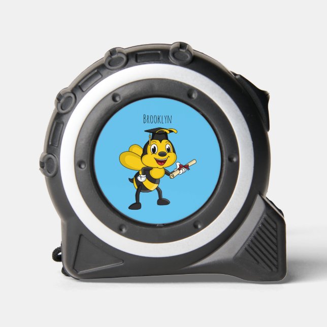 Happy Cartoon bee Abschluss Maßband (Vorderseite)