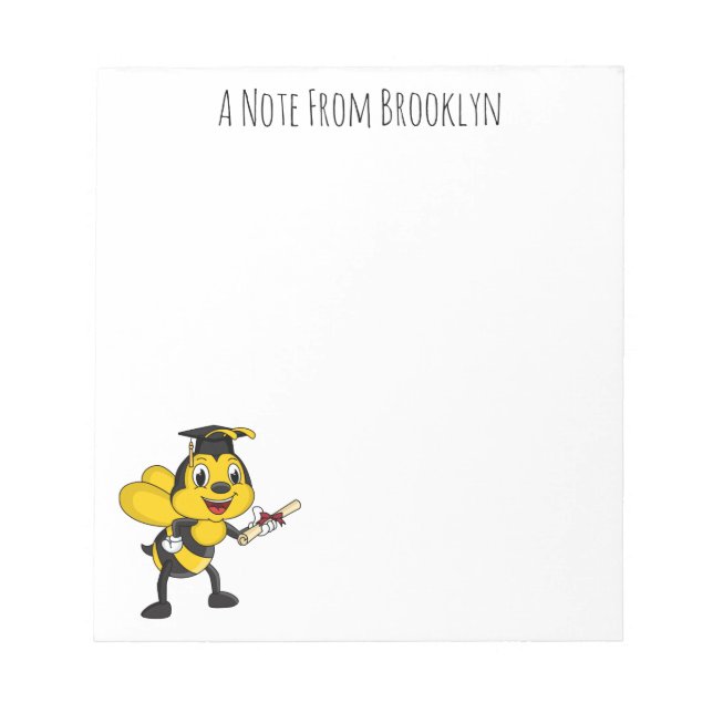 Happy Cartoon bee Abschluss Notizblock (Vorderseite)