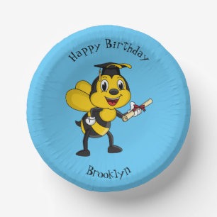 Happy Cartoon bee Abschluss Pappteller