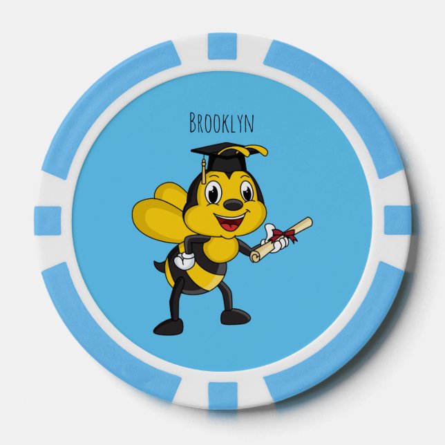 Happy Cartoon bee Abschluss Pokerchips (Vorderseite)