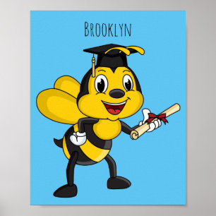 Happy Cartoon bee Abschluss Poster