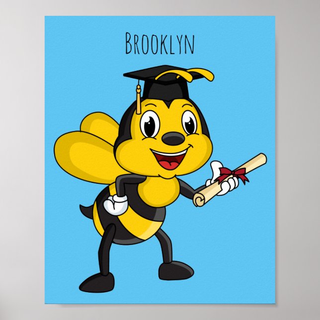 Happy Cartoon bee Abschluss Poster (Vorne)