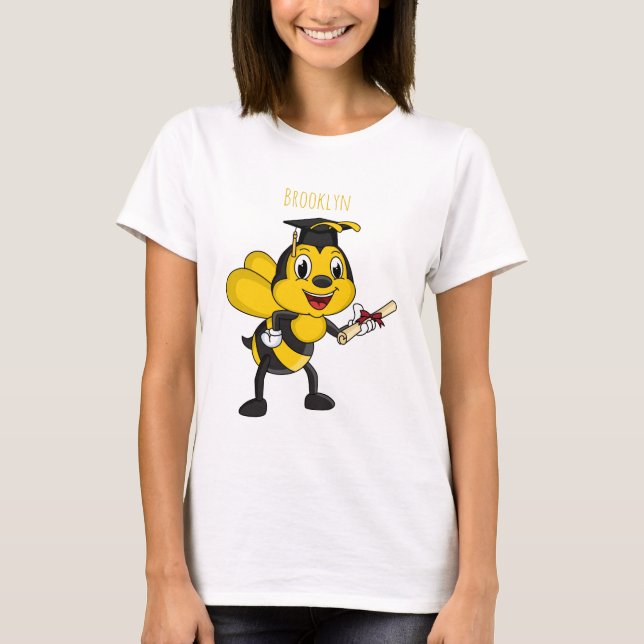 Happy Cartoon bee Abschluss T-Shirt (Vorderseite)
