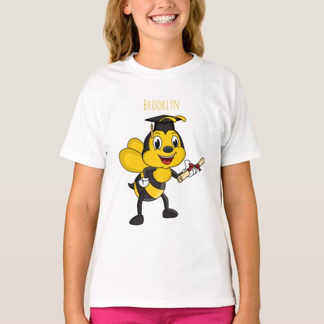 Happy Cartoon bee Abschluss T-Shirt (Vorderseite)
