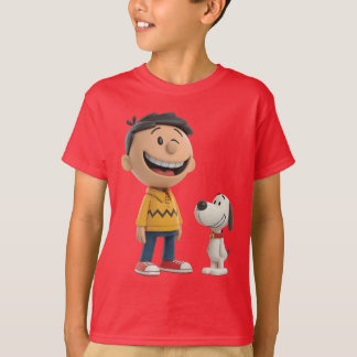 Happy Cartoon Boy and Dog Duo - Niedlicher 3D-Stil T-Shirt