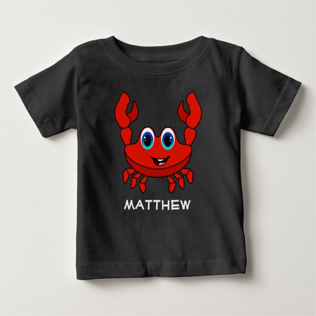 Happy Cartoon Crab Personalisiert Baby T-shirt (Vorderseite)