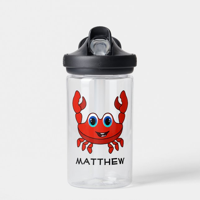 Happy Cartoon Crab Personalisiert Kids Trinkflasche (Vorne)