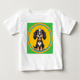 Happy Cartoon Dog in einem farbigen Circular Frame Baby T-shirt