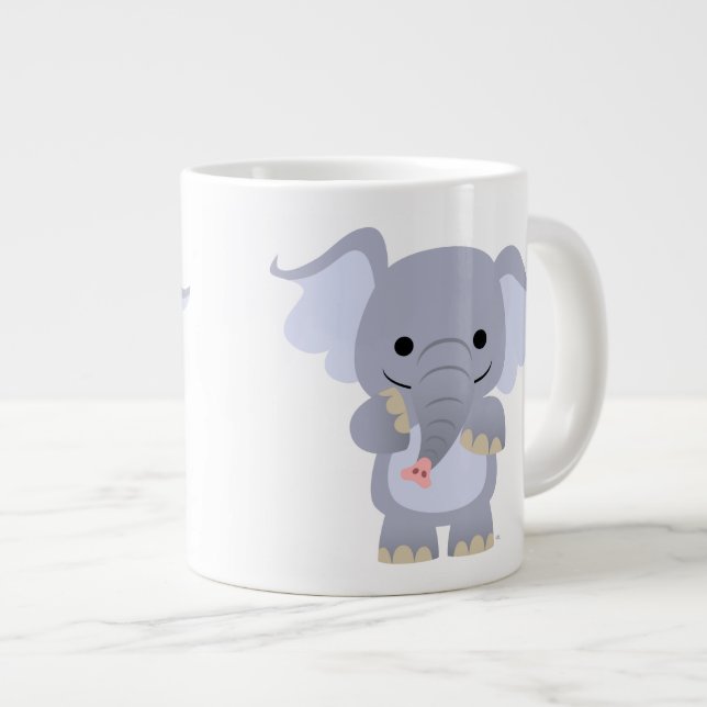 Happy Cartoon Elephant Jumbo Tasse (Vorderseite Rechts)