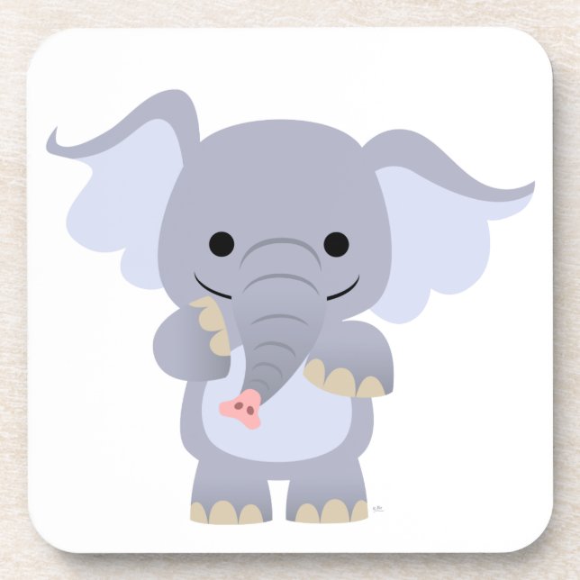 Happy Cartoon Elephant Untersetzer Set (Vorderseite)