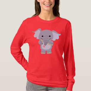 Happy Cartoon Elephant Women T - Shirt