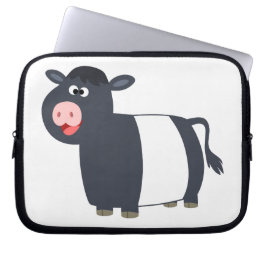 Happy Cartoon Galloway Cow Laptop Sleeve