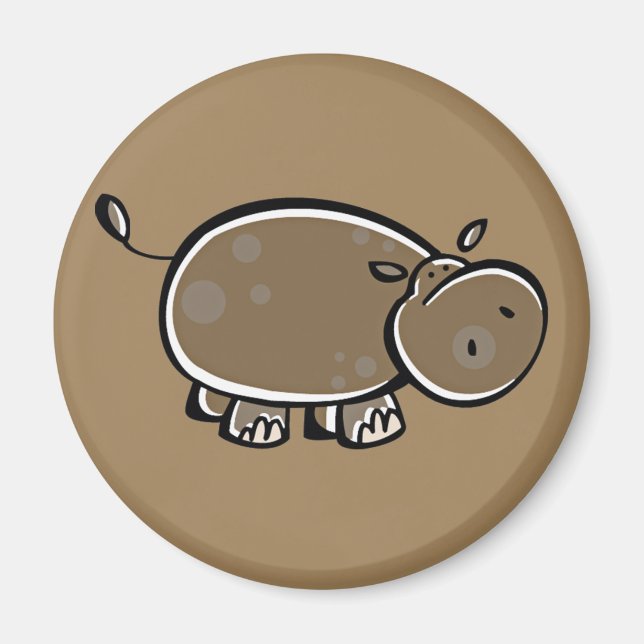 Happy Cartoon Hippo Magnet (Vorne)
