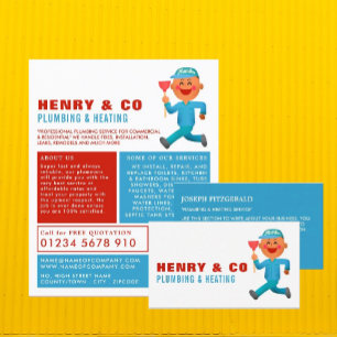 Happy Cartoon Klempner, Klempner, Klempnerwerbung Flyer