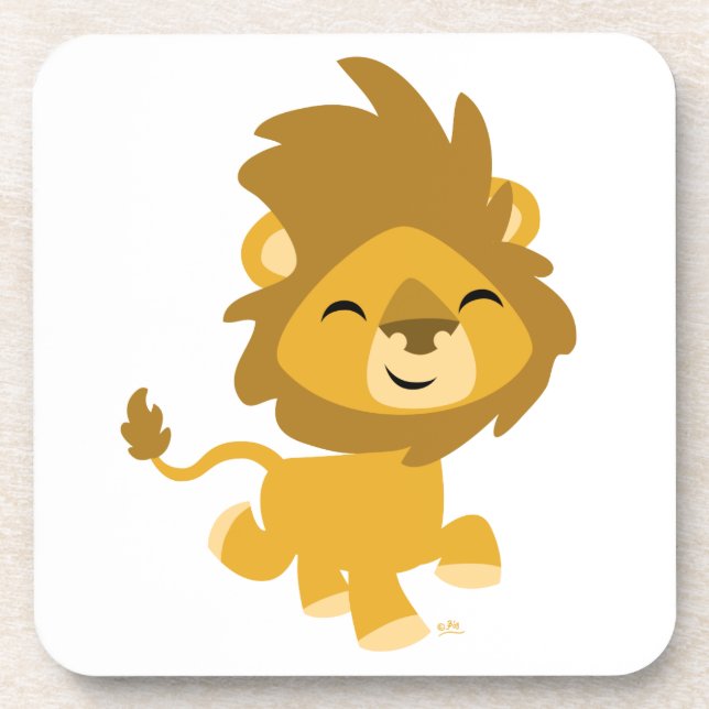 Happy Cartoon Lion Untersetzer (Vorderseite)