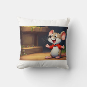 Happy Cartoon Maus lachen während der Sitzung Kissen