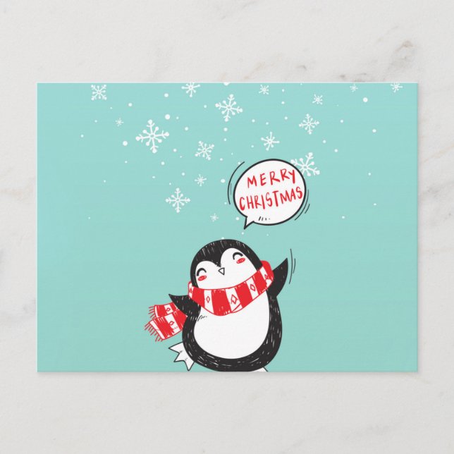 Happy Cartoon Penguin Postkarte (Vorderseite)