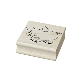 Happy Cartoon Piggy Gummistempel