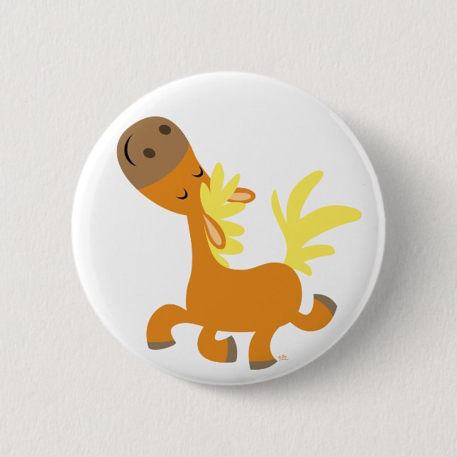 Happy Cartoon Pony Button Abzeichen (Vorderseite)