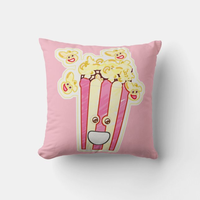 Happy Cartoon Popcorn Character Kissen (Vorderseite)
