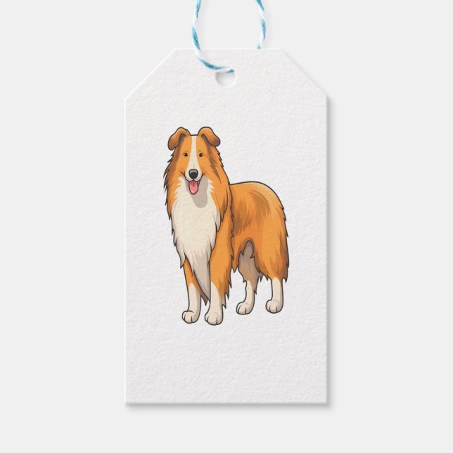 Happy Cartoon Rough Collie Geschenkanhänger (Vorderseite)