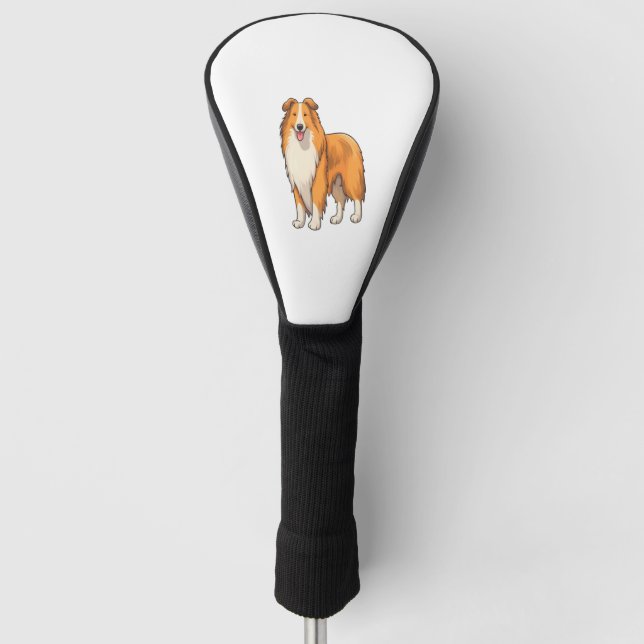 Happy Cartoon Rough Collie Golf Headcover (Vorderseite)