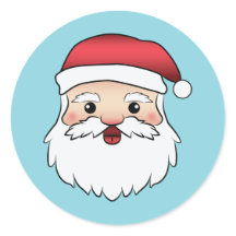 Happy Cartoon Santa Claus Head On Blue