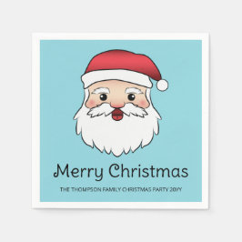 Happy Cartoon Santa Claus Kopf auf blau und Text Serviette