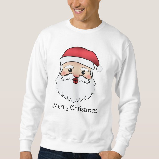 Happy Cartoon Santa Claus Kopf mit benutzerdefinie Sweatshirt (Vorderseite)