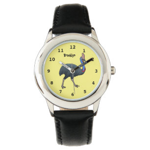 Happy Cassowary Vogel Cartoon Illustration Armbanduhr