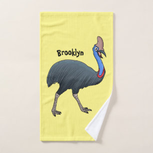 Happy Cassowary Vogel Cartoon Illustration Badhandtuch Set