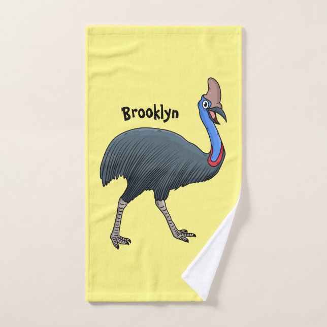 Happy Cassowary Vogel Cartoon Illustration Badhandtuch Set (Handtuch)