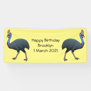 Happy Cassowary Vogel Cartoon Illustration Banner