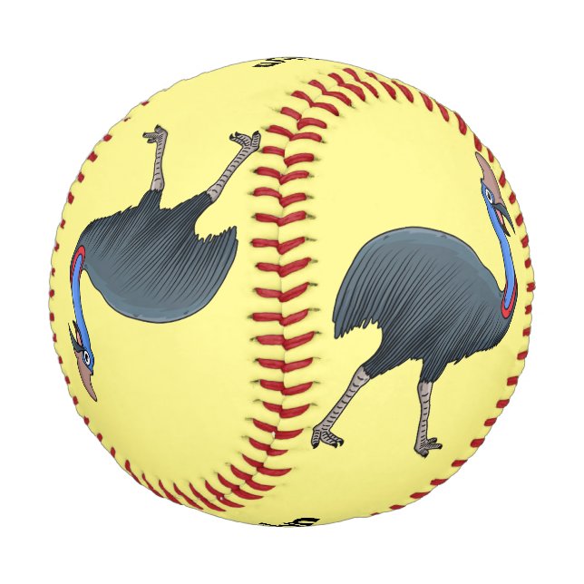 Happy Cassowary Vogel Cartoon Illustration Baseball (Schrägansicht)