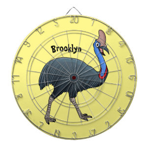 Happy Cassowary Vogel Cartoon Illustration Dartscheibe