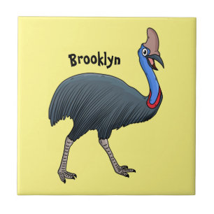 Happy Cassowary Vogel Cartoon Illustration Fliese