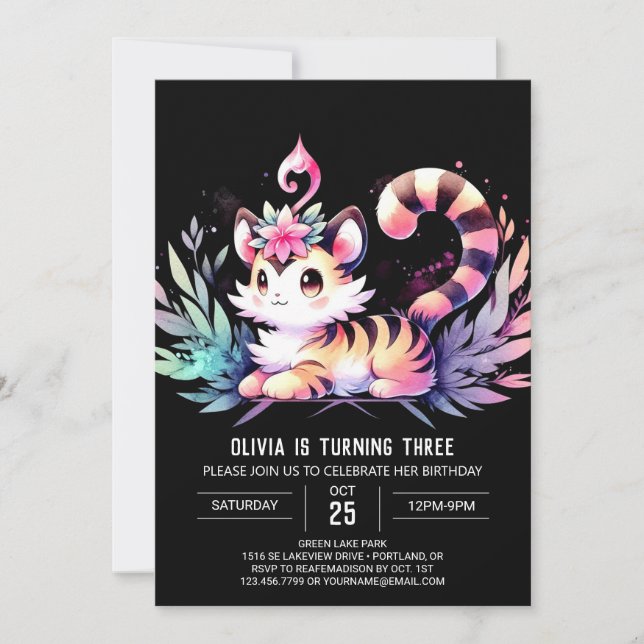 Happy Castle Tiger Birthday Einladung (Vorderseite)