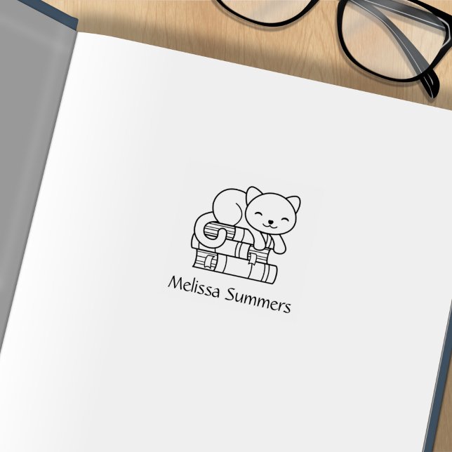 Happy Cat auf dem Stapel von Büchern Buchzeichen 1 Gummistempel (Von Creator hochgeladen)