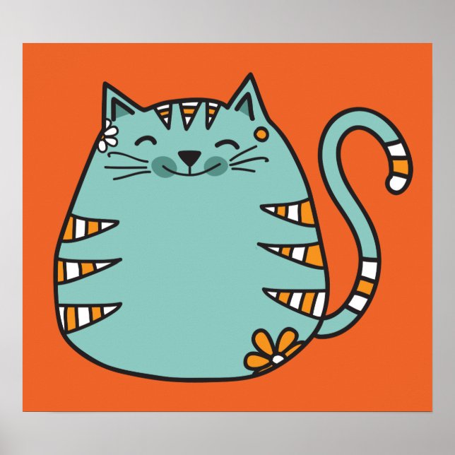 Happy Cat benutzerdefiniertes Farbposter Poster (Vorne)